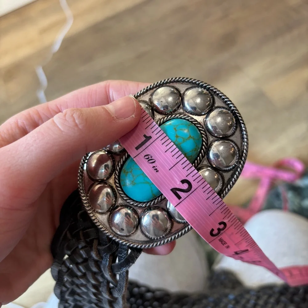 MNG Tropez Leather Woven Belt - Picture 5 of 15